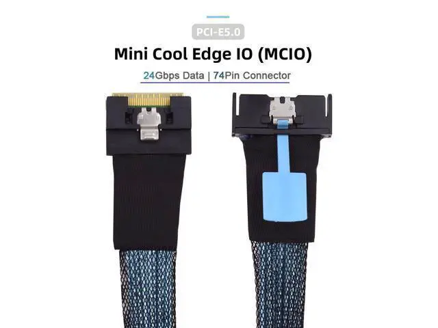 Alt view image 3 of 7 - PCI-E 5.0 Mini Cool Edge IO MCIO PCI-E 8i 74Pin Male to Slimline SFF-8654 SAS 4.0 74Pin Male Extender Cable 50cm