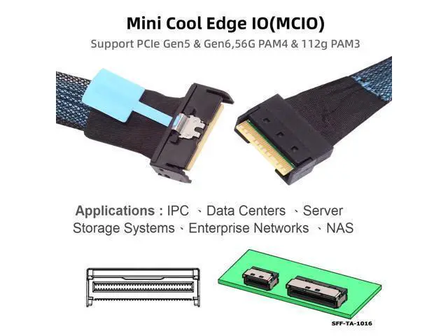 Alt view image 4 of 7 - PCI-E 5.0 Mini Cool Edge IO MCIO PCI-E 8i 74Pin Male to Slimline SFF-8654 SAS 4.0 74Pin Male Extender Cable 50cm