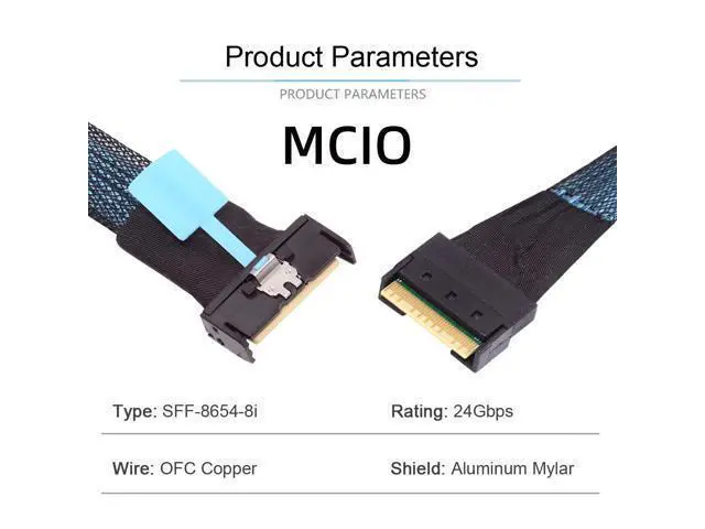Alt view image 5 of 7 - PCI-E 5.0 Mini Cool Edge IO MCIO PCI-E 8i 74Pin Male to Slimline SFF-8654 SAS 4.0 74Pin Male Extender Cable 50cm