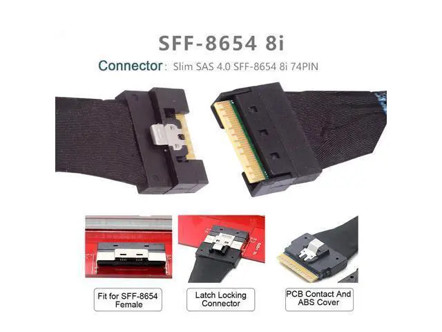 Alt view image 6 of 7 - PCI-E 5.0 Mini Cool Edge IO MCIO PCI-E 8i 74Pin Male to Slimline SFF-8654 SAS 4.0 74Pin Male Extender Cable 50cm