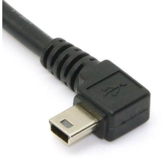 Alt view image 5 of 7 - Mini USB B Type 5pin Male Right Angled 90 Degree to USB 2.0 Male Data Cable 5 Meters with EMI Ferrite Core U2-057-RI-5.0M
