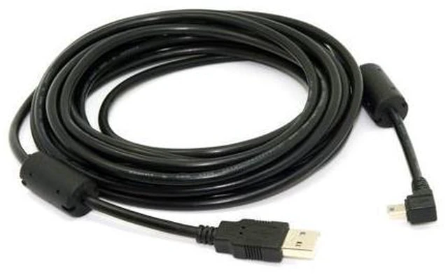 Alt view image 7 of 7 - Mini USB B Type 5pin Male Right Angled 90 Degree to USB 2.0 Male Data Cable 5 Meters with EMI Ferrite Core U2-057-RI-5.0M
