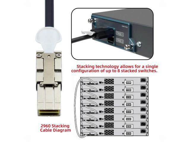 Alt view image 3 of 7 - 20Gbps 40Gbps FlexStack Stacking Cable CAB-STK-E-0.5M Compatible for Catalyst 2960S 2960X 2960XR Networking Switch