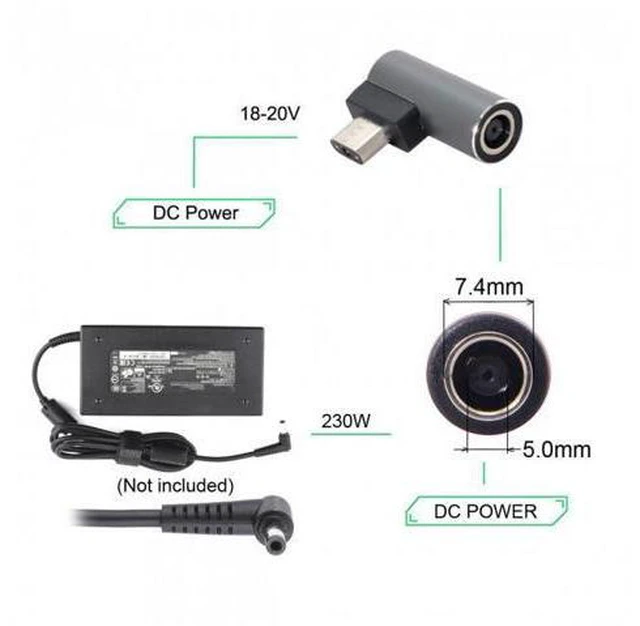 Alt view image 5 of 7 - SM DC Jack 7.4*5.0mm Input to 3Pin Power Plug Adapter Compatible for Laptop Blade Pro 17 and Blade 15 Model Support 230W/160W Charge Adapter