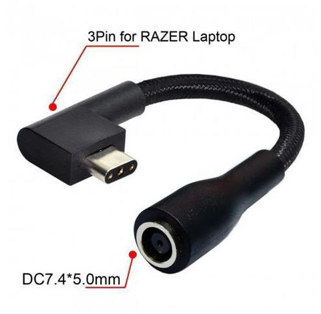Main image of SM DC Jack 7.4*5.0mm Input to 3Pin Power Plug Cable Compatible for Laptop Blade Pro 17 and Blade 15 Model Support 230W/160W Charge Adapter
