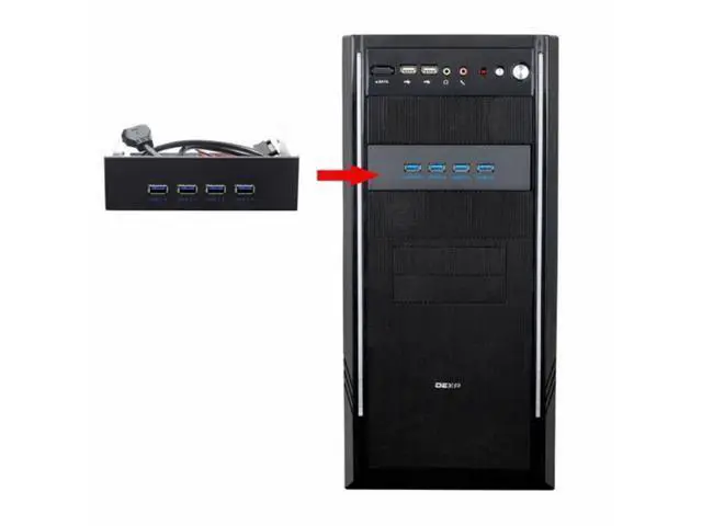 Alt view image 5 of 5 - USB 3.0 HUB 4 Ports Front Panel to Motherboard 20Pin Connector Cable 5Gbps for 5.25" CD-ROM Bay