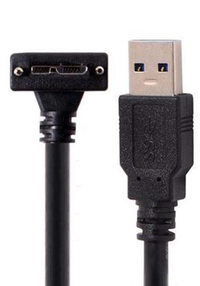 Alt view image 3 of 7 - 3.0M 90 Degree Down Angled Micro USB Screw Mount to 3.0 Data Cable for Industrial Camera