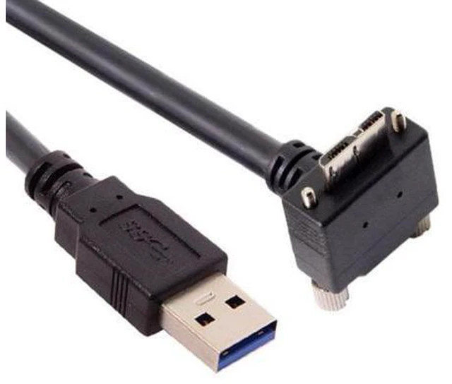 Alt view image 7 of 7 - 3.0M 90 Degree Down Angled Micro USB Screw Mount to 3.0 Data Cable for Industrial Camera