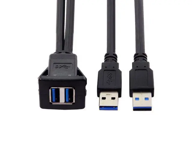 Main image of SM 1m Waterproof Dual USB 3.0 Extension Latch Mount Car AUX Cable for Dashboard Panel