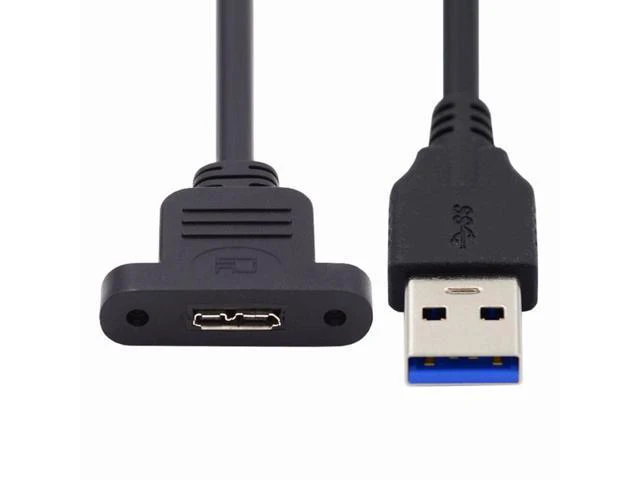 Alt view image 2 of 7 - HKCY Type-A USB 3.0 Male to Micro 3.0 Type-B Female Screw Mount Type Extension Cable 5Gbps