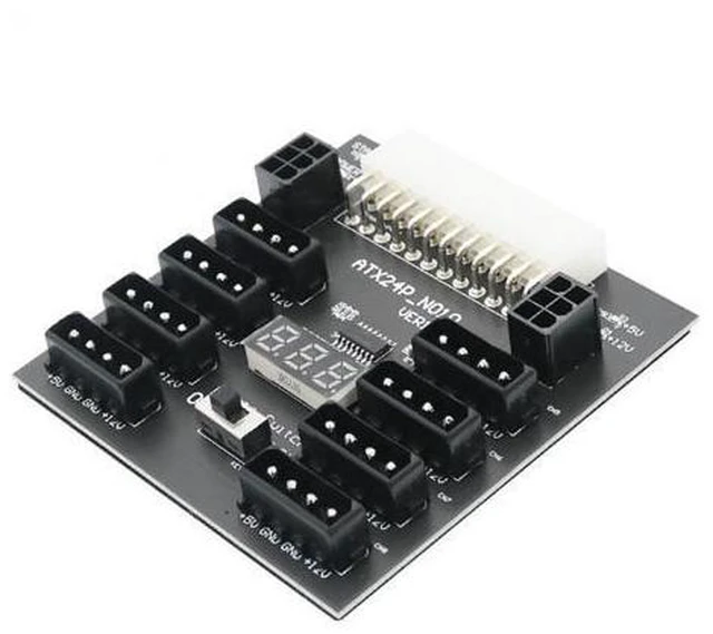Alt view image 2 of 7 - ATX PSU Server Power Board 24Pin to IDE 8x 4Pin +2x 6Pin Power Supply Board for CHIA ETH BTC Mining Miner