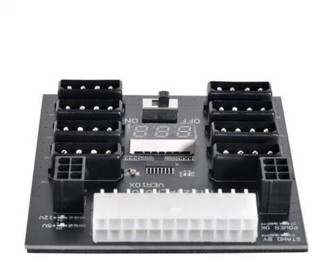 Alt view image 7 of 7 - ATX PSU Server Power Board 24Pin to IDE 8x 4Pin +2x 6Pin Power Supply Board for CHIA ETH BTC Mining Miner