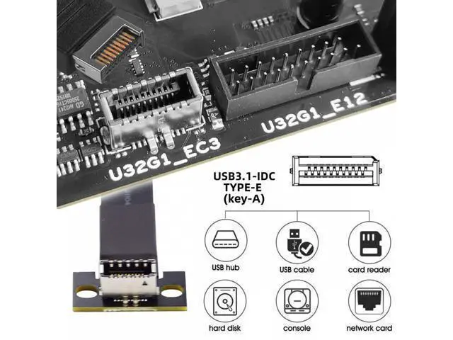 Alt view image 7 of 7 - USB 3.1 Front Panel Header Male to Female Type-E IDC 20Pin Motherboard Extension Data Cable 50cm