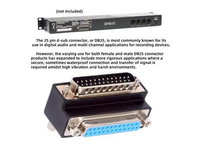 Alt view image 4 of 7 - DSUB Parallel LPT AES/EBU DB25pin Male Nut to Female Screw Extension Adapter DB Connector Down 90 Degree Angled