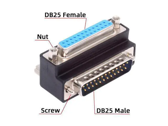 Alt view image 3 of 7 - DSUB Parallel LPT AES/EBU DB25pin Male Nut to Female Screw Extension Adapter DB Connector Up 90 Degree Angled
