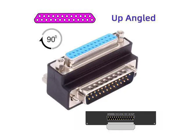 Alt view image 5 of 7 - DSUB Parallel LPT AES/EBU DB25pin Male Nut to Female Screw Extension Adapter DB Connector Up 90 Degree Angled