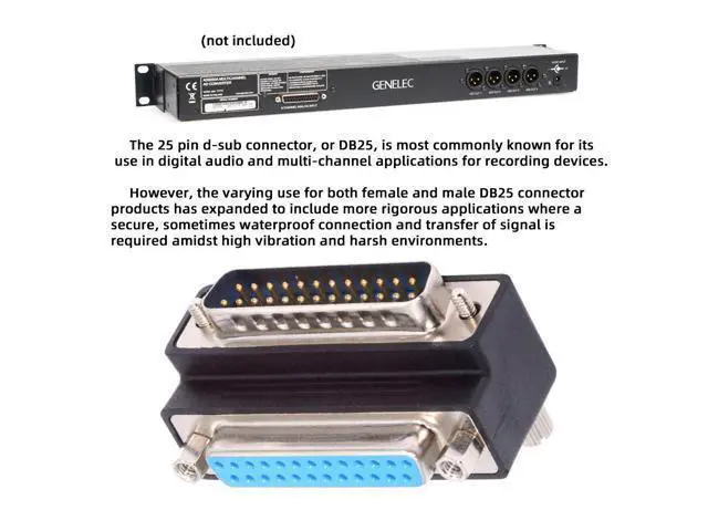 Alt view image 4 of 7 - DSUB Parallel LPT AES/EBU DB25pin Male Nut to Female Screw Extension Adapter DB Connector Up 90 Degree Angled
