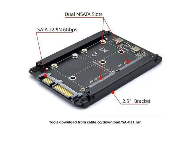 Alt view image 5 of 7 - HKCY Dual MSATA Mini-SATA SSD Card JBOD Raid0 Span Bridge to 2.5inch SATA Combo HDD Disk Drive Enclosure