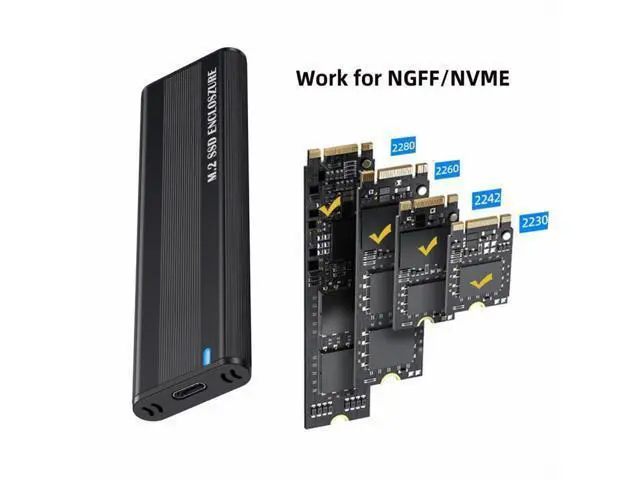 Alt view image 2 of 7 - NGFF USB 3.0 Type-C USB-C to NVME M-key M.2 NGFF SATA SSD External PCBA Case Enclosure RTL9210B Chipset