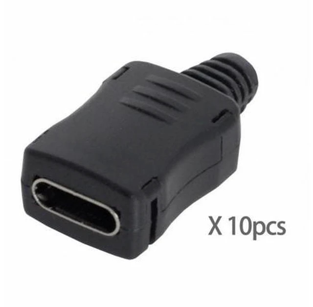 Alt view image 2 of 7 - 10set DIY 4pin USB 2.0 Type-C Female Socket Connector SMT type with PC Board Housing 3.0mm SR