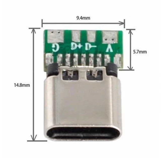 Alt view image 6 of 7 - 10set DIY 4pin USB 2.0 Type-C Female Socket Connector SMT type with PC Board Housing 3.0mm SR