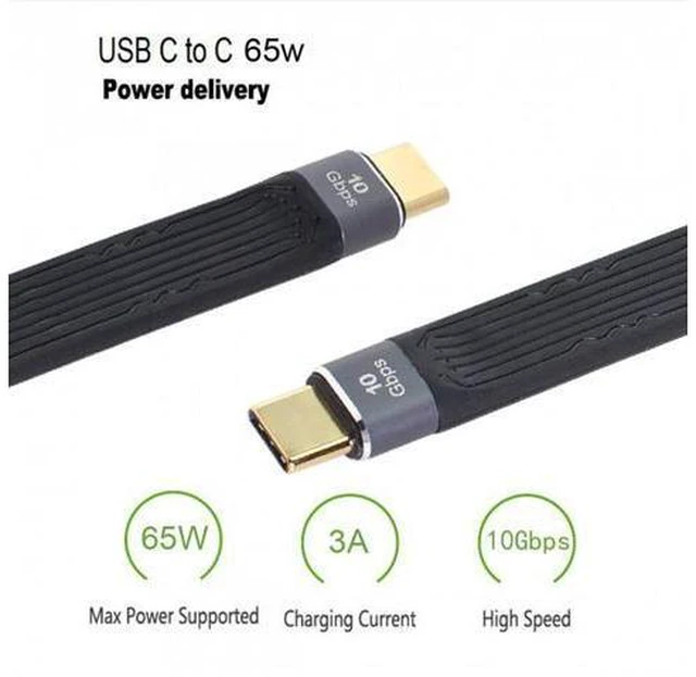 Alt view image 2 of 5 - HKCY UC-016-0.13M Type-C USB-C Male to Male USB 3.1 10Gbps Flat Slim FPC Data Cable for LaptopPhone 13cm