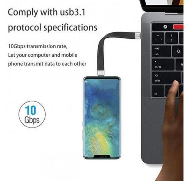Alt view image 5 of 5 - HKCY UC-016-0.13M Type-C USB-C Male to Male USB 3.1 10Gbps Flat Slim FPC Data Cable for LaptopPhone 13cm