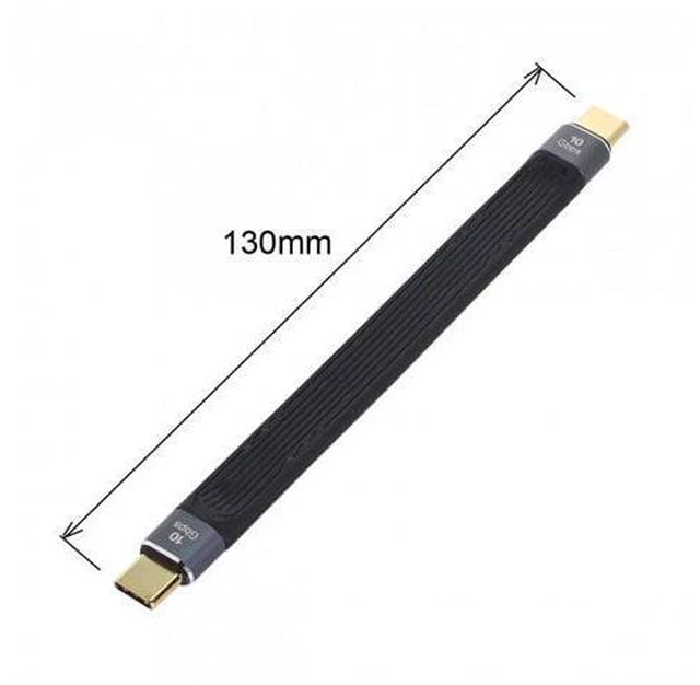 Alt view image 4 of 5 - HKCY UC-016-0.13M Type-C USB-C Male to Male USB 3.1 10Gbps Flat Slim FPC Data Cable for LaptopPhone 13cm