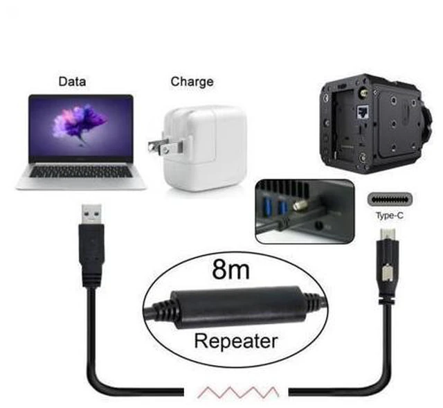 Alt view image 5 of 7 - SM 8m USB 3.1 Type-C Single Screw Locking to USB3.0 Data Cable Mount Type for Industrial Camera Recorder & Laptop PC & Disk