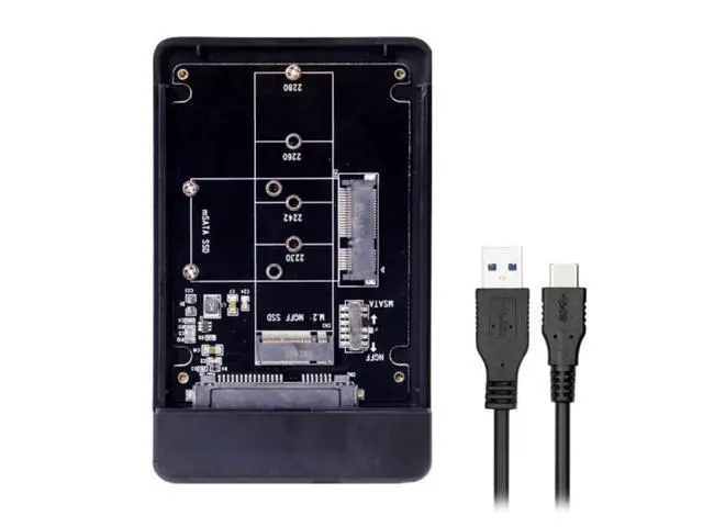 Alt view image 3 of 7 - SM Combo M.2 NGFF B-key & mSATA SSD to USB Type-C Converter Case Enclosure with Switch