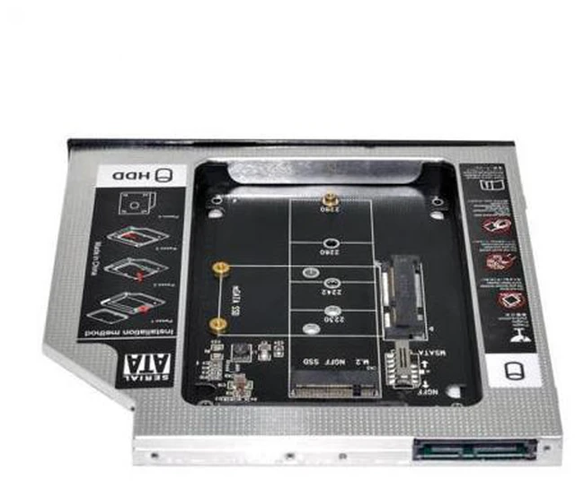 Alt view image 3 of 7 - SM MSATA NGFF B/M-key SSD to Slimline SATA 13Pin Caddy Case for 9.5mm Universal Laptop CD / DVD-ROM Optical Bay