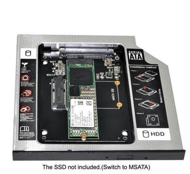 Alt view image 5 of 7 - SM MSATA NGFF B/M-key SSD to Slimline SATA 13Pin Caddy Case for 9.5mm Universal Laptop CD / DVD-ROM Optical Bay
