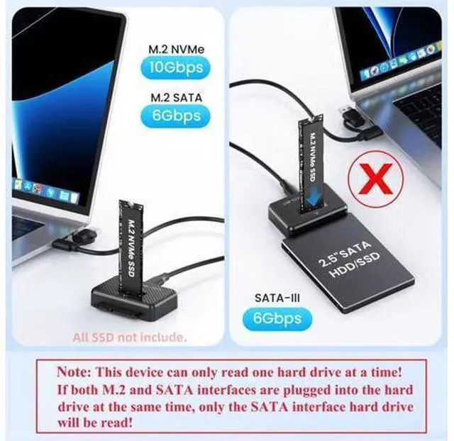 Alt view image 4 of 7 - USB 3.0 Type-C USB-C to Dual NVME M-key M.2 NGFF & SATA 2.5 Inch SSD Docking Vertical External PCBA Case Enclosure
