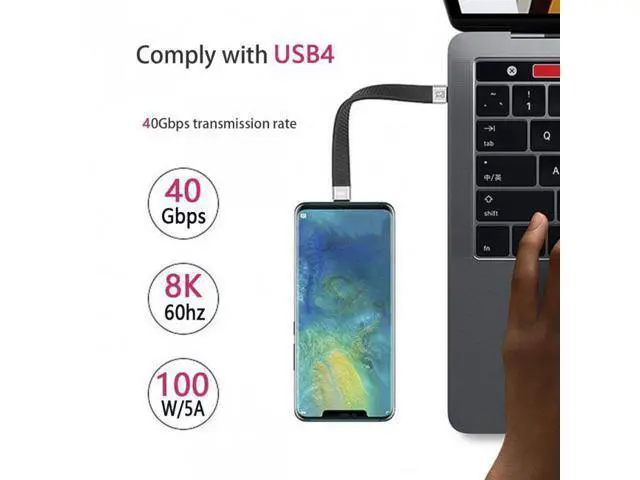 Alt view image 4 of 7 - HKCY UC-002-0.13M Type-C USB-C Male to Male USB4 40Gbps 100W 8K Flat Slim FPC Data Cable for LaptopPhone 13cm