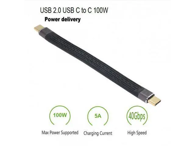 Alt view image 5 of 7 - HKCY UC-002-0.13M Type-C USB-C Male to Male USB4 40Gbps 100W 8K Flat Slim FPC Data Cable for LaptopPhone 13cm