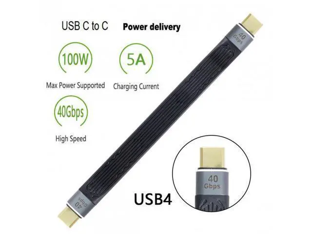 Alt view image 7 of 7 - HKCY UC-002-0.13M Type-C USB-C Male to Male USB4 40Gbps 100W 8K Flat Slim FPC Data Cable for LaptopPhone 13cm