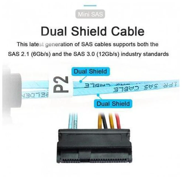 Alt view image 5 of 7 - SM Slimline SAS 4.0 SFF-8654 4i 38pin Host to 4 SAS 29pin SFF-8482 Target Hard Disk Fanout Raid Cable