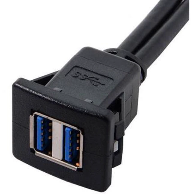 Alt view image 4 of 6 - 1m Waterproof Dual USB 3.0 Extension Latch Mount Car AUX Cable for Dashboard Panel U3-030-2P
