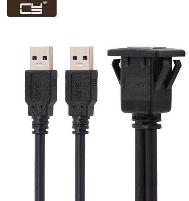 Main image of 1m Waterproof Dual USB 3.0 Extension Latch Mount Car AUX Cable for Dashboard Panel U3-030-2P
