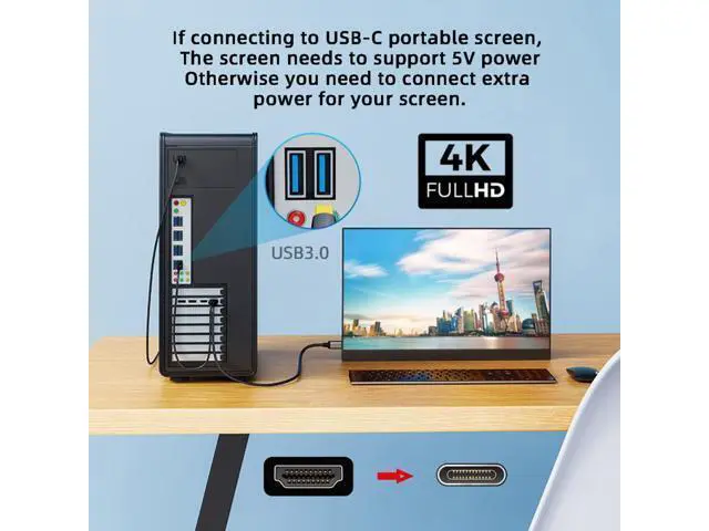 Alt view image 6 of 7 - Reversed HDMI 1.4 Source to USB 3.1 Type-C USB-C Displays Male 4K HDTV Cable for Laptop Monitor (1.8m) UC-129-HDM