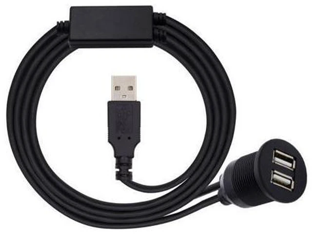 Alt view image 2 of 7 - HKCY U2-024-1.0M 1m Waterproof Dustproof 480Mbps USB2.0 Type-A Male to Dual Female Hub Extension Data Power Cable Car Panel Mount Design