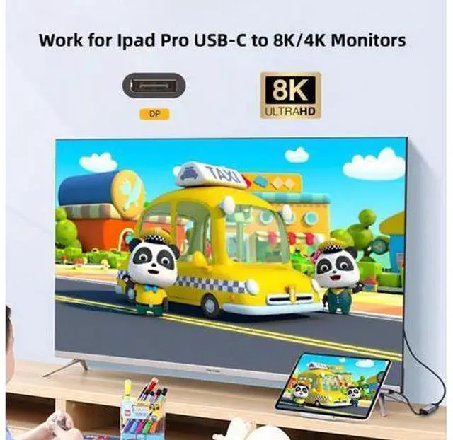 Alt view image 3 of 7 - HKCY UC-006-D8K USB4 USB-C Type-C Source to Displayport DP Female Cable Display 8K 60HZ UHD 4K Monitor Displays