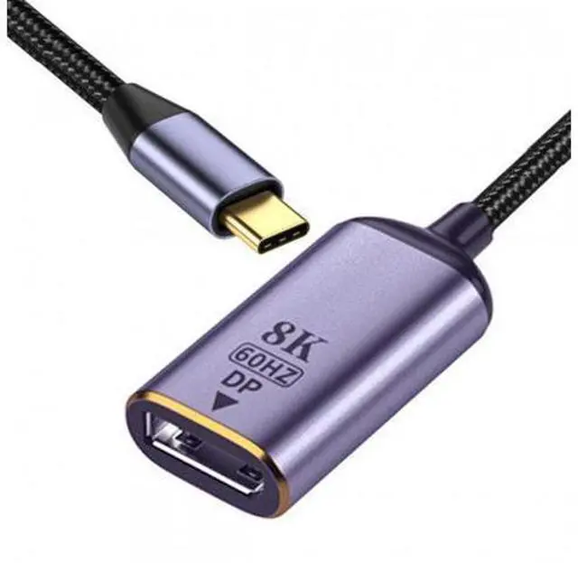 Alt view image 2 of 7 - HKCY UC-006-D8K USB4 USB-C Type-C Source to Displayport DP Female Cable Display 8K 60HZ UHD 4K Monitor Displays