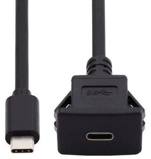 Alt view image 2 of 7 - HKCY UC-021-1.0M Waterproof Dustproof USB-C Type-C USB 3.1 10Gbps Extension Flush Car Latch Mount Extension Cable for Dashboard Panel