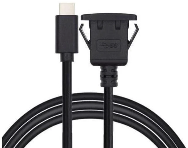 Alt view image 3 of 7 - HKCY UC-021-1.0M Waterproof Dustproof USB-C Type-C USB 3.1 10Gbps Extension Flush Car Latch Mount Extension Cable for Dashboard Panel