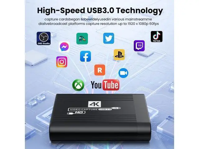 Alt view image 6 of 7 - HDMI Capture Card 4K Video Live Streaming USB Data for Camera Game Set-Top Box Recording Computer DVD