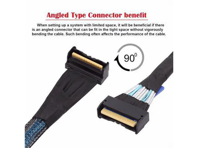 Alt view image 7 of 7 - PCI-E 5.0 Mini Cool Edge IO MCIO Angled PCI-E 8i 74Pin Male to MCIO 74Pin Male Extender Cable 35cm SF-063-UP