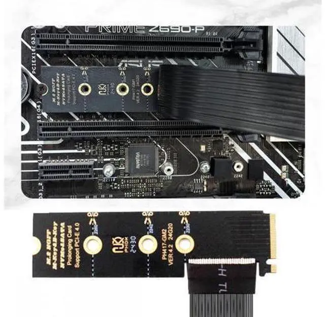 Alt view image 6 of 7 - M.2 NGFF NVMe M-Key Right Angled Type 90 Degree to PCI-E X1 X4 X8 X16 Cable Graphics Card Extension Adapter PCI-Express for M2 2260 2280
