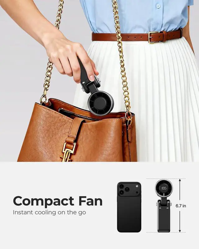 Alt view image 2 of 6 - Portable Handheld Turbo Fan - 5 Gear High Speed 4000mAh Rechargeable Mini Personal Hand Fan Blow Cold Air, Battery Operated Travel Essentials, Beach Vacation, Gifts for Women, Men (Black)