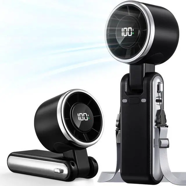 Main image of Portable Handheld Turbo Fan - 5 Gear High Speed 4000mAh Rechargeable Mini Personal Hand Fan Blow Cold Air, Battery Operated Travel Essentials, Beach Vacation, Gifts for Women, Men (Black)